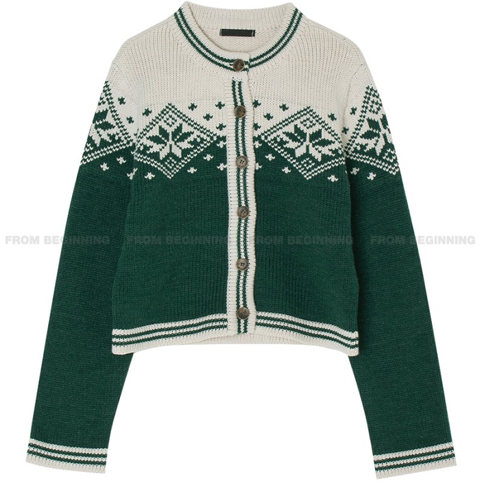 Winter Christmas Snowflake Color Hook Flower Knitted Cardigan - Korean Style Cozy Layering Piece Winter Christmas Snowflake Color Hook Flower Knitted Cardigan - Korean Style Cozy Layering Piece