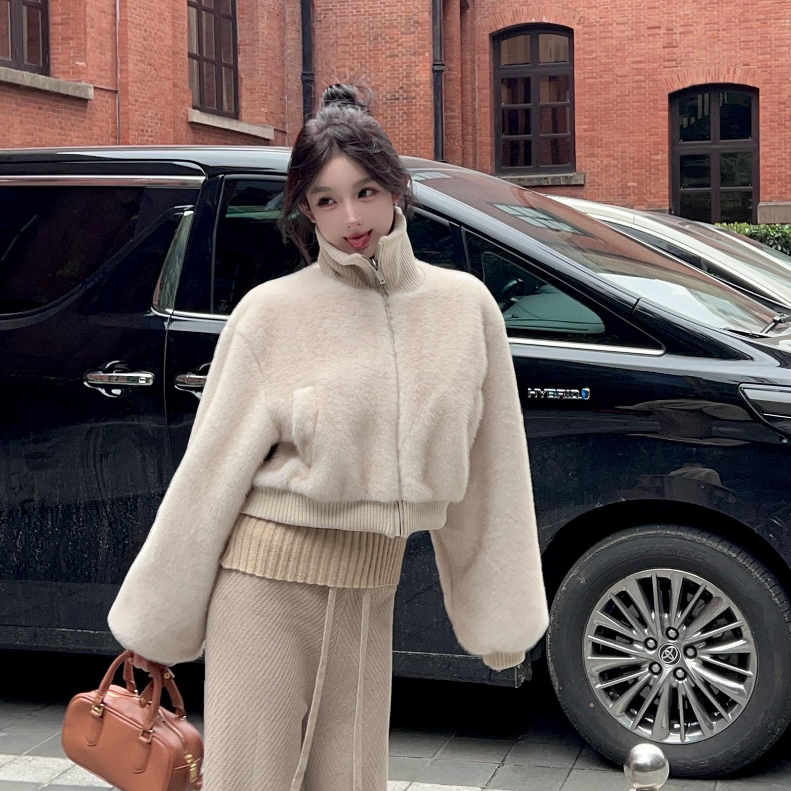 Winter Eco-Friendly Mink Fur Coat for Women - Short Thick Warm Stand Collar Jacket