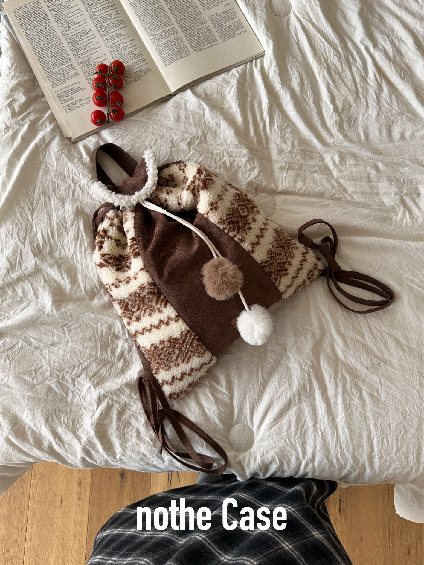 Winter Fair Isle Plush Backpack - Large Capacity Splicing Design for Stylish Y2K and Cozy Fashion