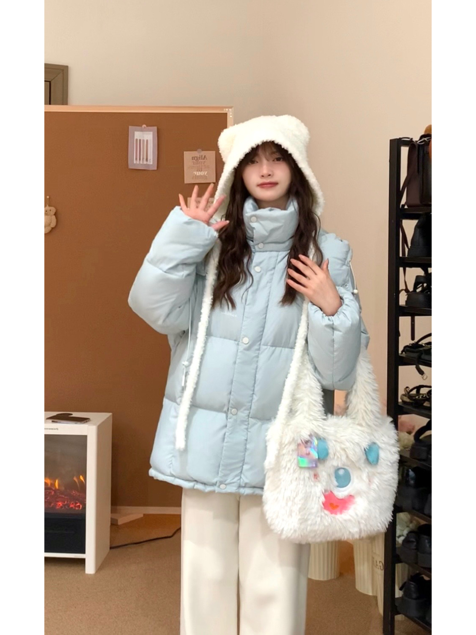 Winter White Duck Down Hooded Couple Jacket - Thick Warm Slim Fit Color Block Coat for Women, Perfect for Y2K Style Winter White Duck Down Hooded Couple Jacket - Thick Warm Slim Fit Color Block Coat for Women, Perfect for Y2K Style