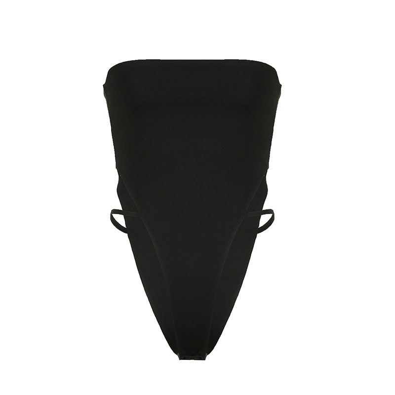 Women's 2025 One-Shoulder Strapless Hollow High-Waisted Jumpsuit - Sexy Solid Color Fashion Top for European and American Style