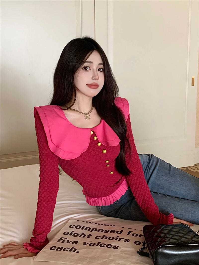 Women's 2025 Spring Doll Collar Knitted Sweater Top, Stylish Slim Fit, Unique Design for Petite, Y2K Fashion Women's 2025 Spring Doll Collar Knitted Sweater Top, Stylish Slim Fit, Unique Design for Petite, Y2K Fashion