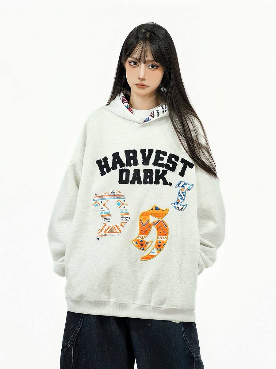 Women's 2025 Winter Hoodie - American Retro Design with Letter Embroidery, Thick Plush Sweatshirt, Trendy Amoeba Style Women's 2025 Winter Hoodie - American Retro Design with Letter Embroidery, Thick Plush Sweatshirt, Trendy Amoeba Style