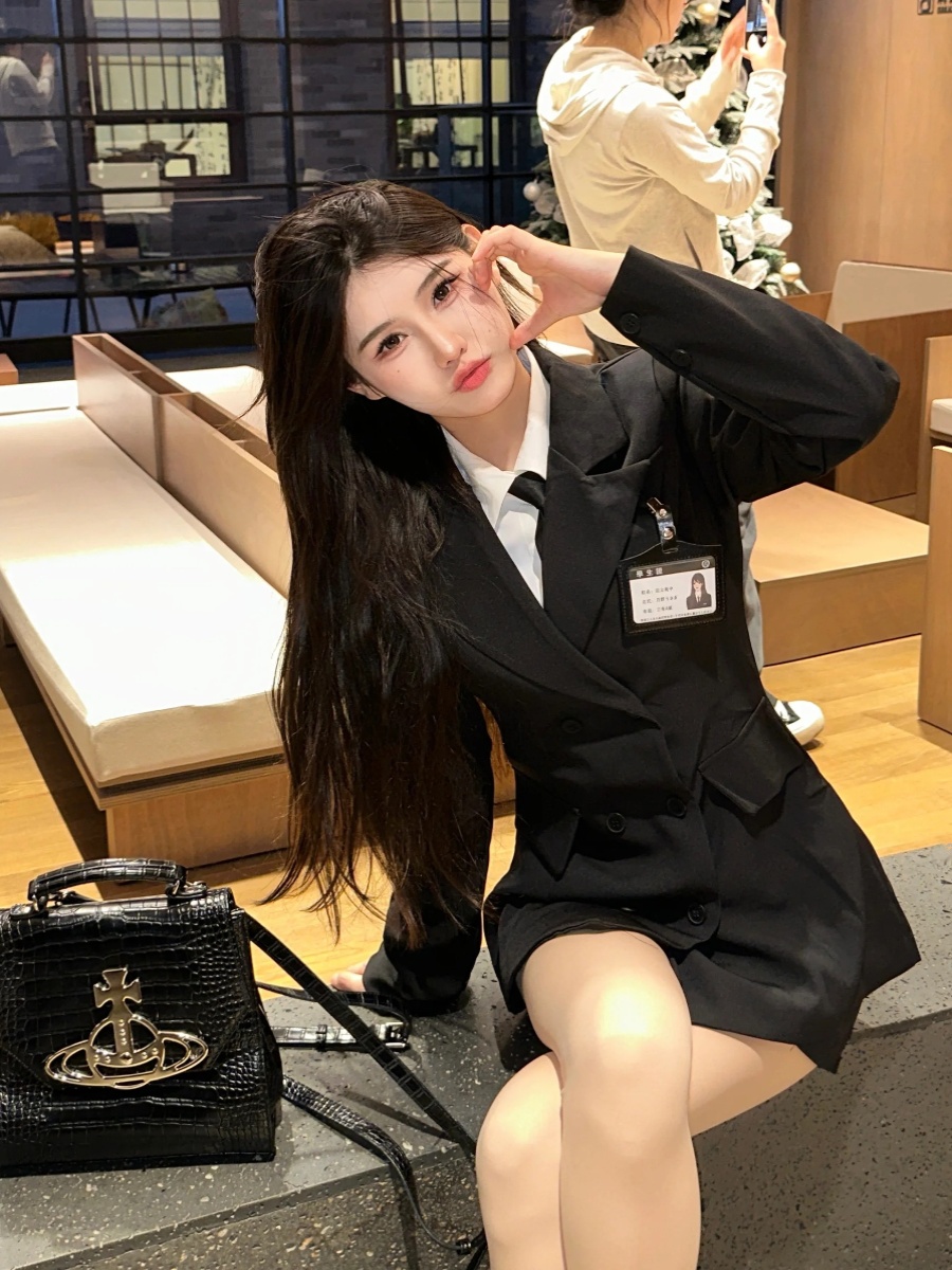 Women's American College Style Three-Piece Suit Set - Blazer, Bodycon Skirt & Top - Sexy Autumn Winter Fashion
