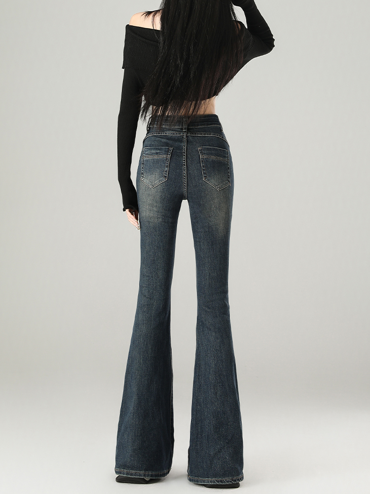 Women's American Retro Fleece-Lined Flared Jeans, Spliced Stretchy Slimming Draped Pants for Autumn Winter 2025 Women's American Retro Fleece-Lined Flared Jeans, Spliced Stretchy Slimming Draped Pants for Autumn Winter 2025