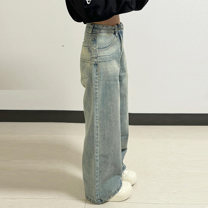 Women's American Retro Wide-Leg Jeans, High-Waisted Loose Straight Pants, Spring/Summer 2025, Slimming Floor-Length Style Women's American Retro Wide-Leg Jeans, High-Waisted Loose Straight Pants, Spring/Summer 2025, Slimming Floor-Length Style