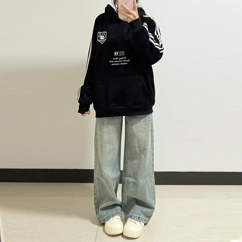 Women's American Retro Wide-Leg Jeans, High-Waisted Loose Straight Pants, Spring/Summer 2025, Slimming Floor-Length Style