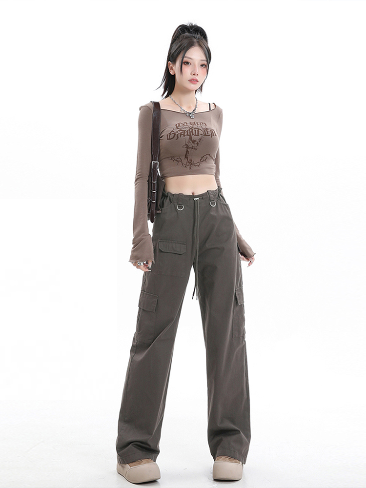Women's American-Style Narrow Straight-Leg Work Pants, Summer Thin Wide-Leg Slimming Casual Hip-Hop Streetwear