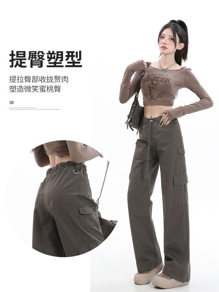 Women's American-Style Narrow Straight-Leg Work Pants, Summer Thin Wide-Leg Slimming Casual Hip-Hop Streetwear Women's American-Style Narrow Straight-Leg Work Pants, Summer Thin Wide-Leg Slimming Casual Hip-Hop Streetwear