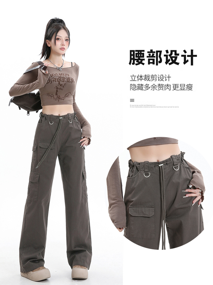 Women's American-Style Narrow Straight-Leg Work Pants, Summer Thin Wide-Leg Slimming Casual Hip-Hop Streetwear Women's American-Style Narrow Straight-Leg Work Pants, Summer Thin Wide-Leg Slimming Casual Hip-Hop Streetwear