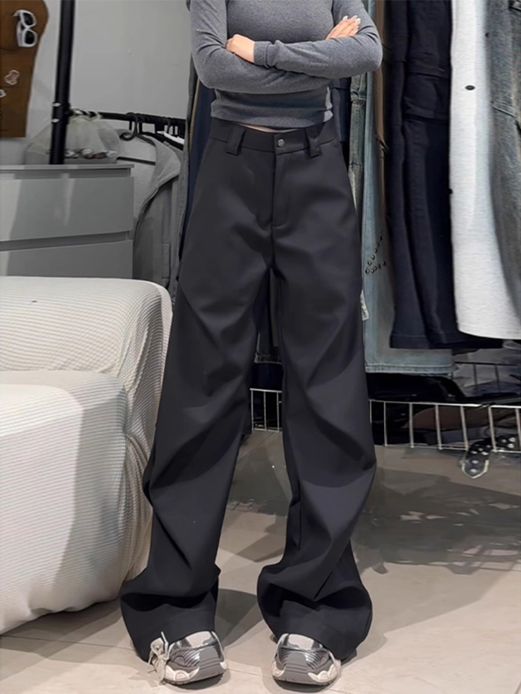 Women's American Style Pleated Suit Pants - Clean Fit, Niche Loose Wide-Leg, Casual Flared Design Women's American Style Pleated Suit Pants - Clean Fit, Niche Loose Wide-Leg, Casual Flared Design