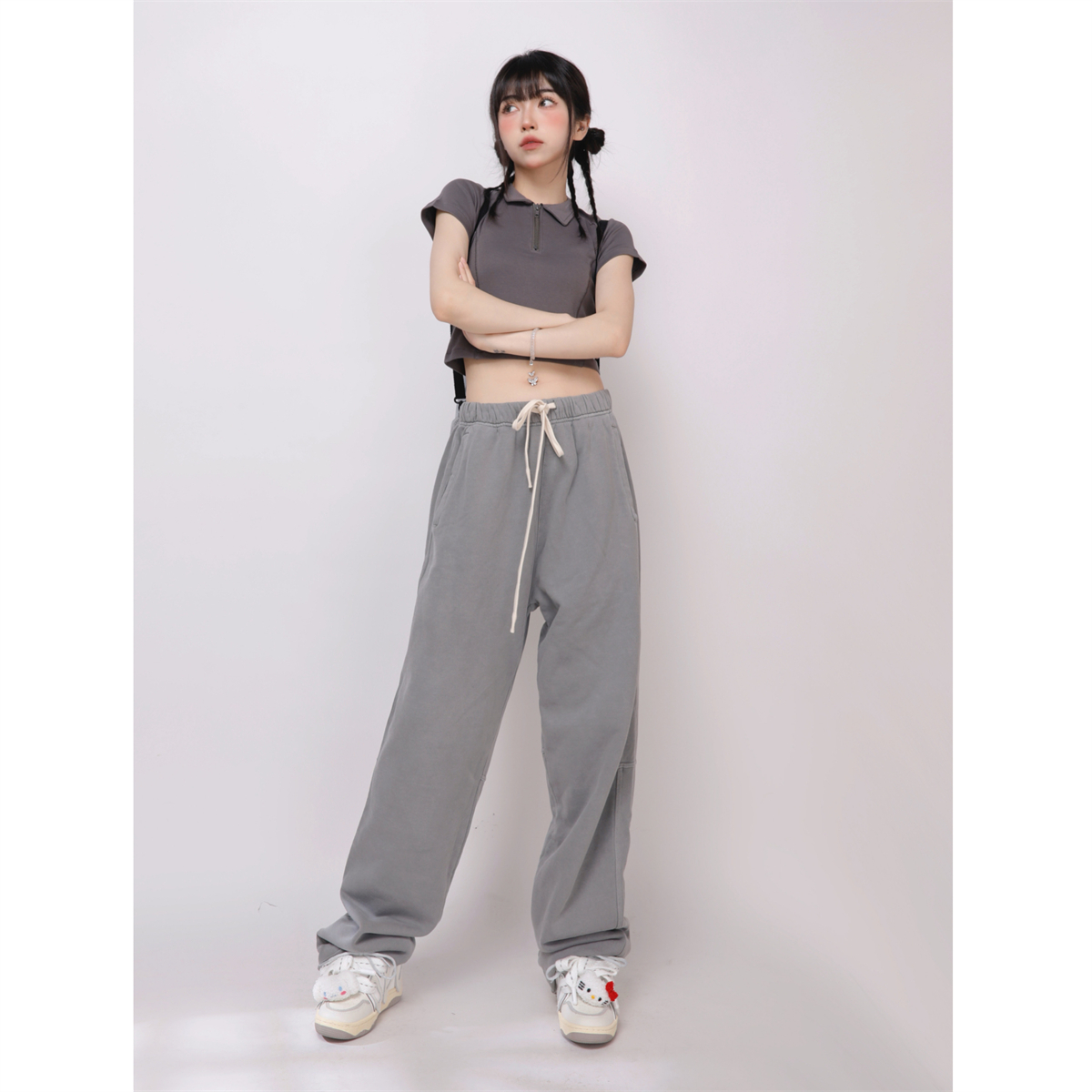 Women's American-Style Polo Collar Short T-Shirt - Slimming Solid Color, Sweet & Cool, Fitted Short Sleeve Top