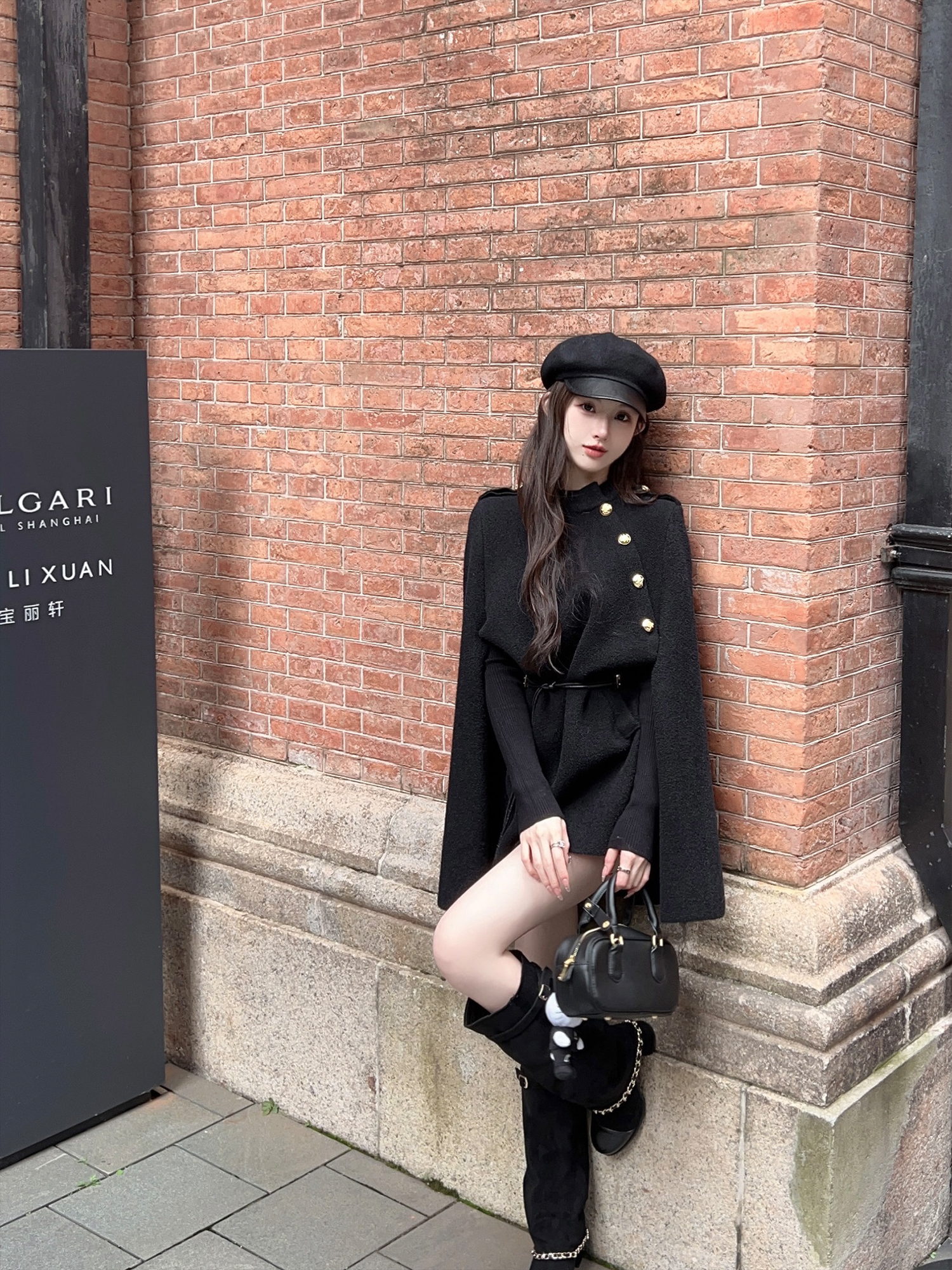 Women's Black Wool Beret Hat - Leather Spliced Octagonal Painter Style for Autumn Winter Fashion - Versatile Pumpkin Hat Women's Black Wool Beret Hat - Leather Spliced Octagonal Painter Style for Autumn Winter Fashion - Versatile Pumpkin Hat