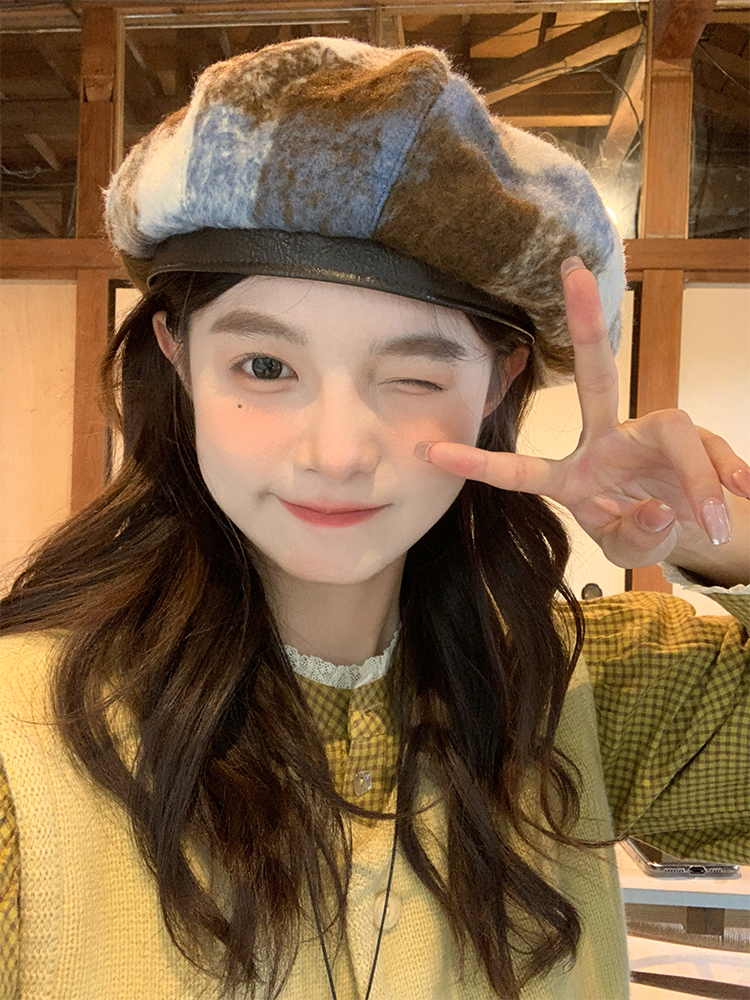 Women's British Style Wool Beret - Octagonal Brushed Hat for Autumn Winter 2025, Versatile Fashion Accessory Women's British Style Wool Beret - Octagonal Brushed Hat for Autumn Winter 2025, Versatile Fashion Accessory