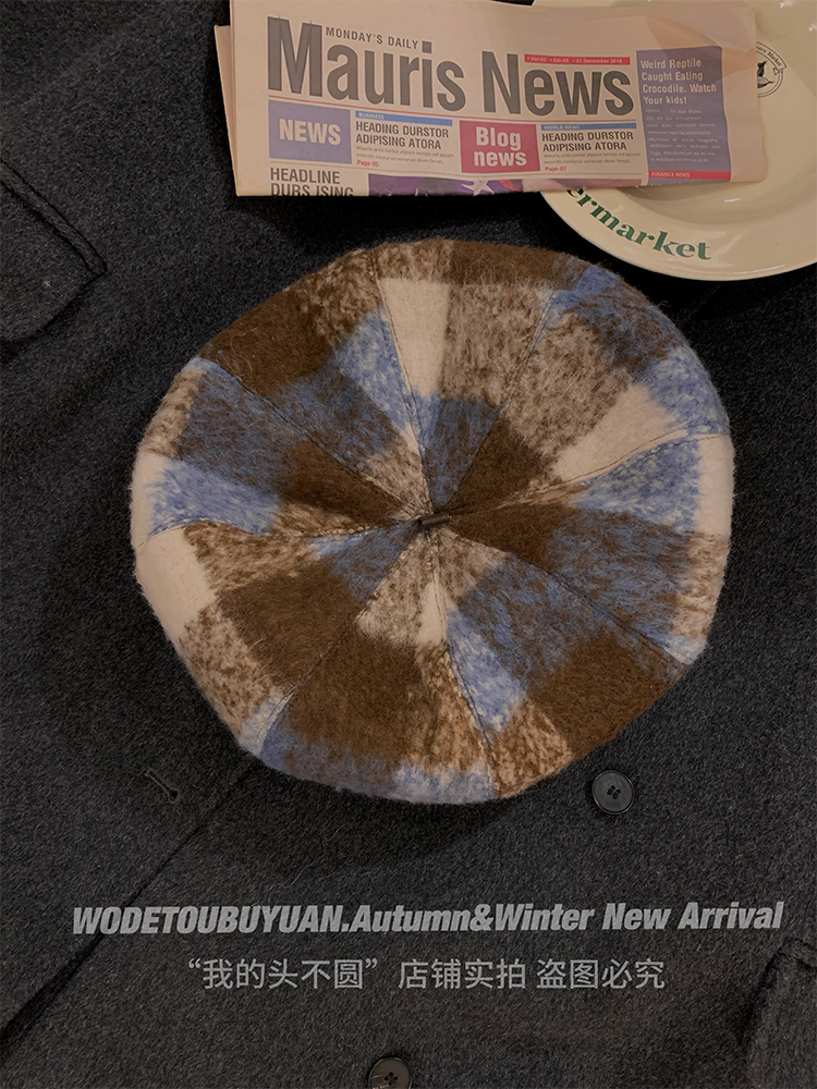 Women's British Style Wool Beret - Octagonal Brushed Hat for Autumn Winter 2025, Versatile Fashion Accessory