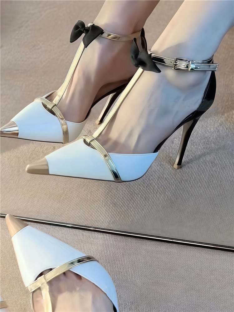 Women's Butterfly Knot Pointed Toe High Heels Color-Block Strappy Sandals - Elegant Fairy Style Footwear for 2025 Women's Butterfly Knot Pointed Toe High Heels Color-Block Strappy Sandals - Elegant Fairy Style Footwear for 2025