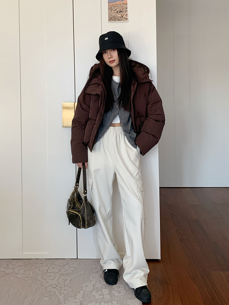 Women's Casual Draped Sweatpants - American-Style Work Pants, Straight Loose Fit, White, Autumn Winter 2025 Fashion Women's Casual Draped Sweatpants - American-Style Work Pants, Straight Loose Fit, White, Autumn Winter 2025 Fashion