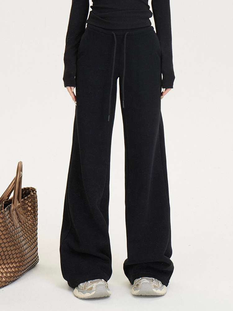 Women's Casual Wide-Leg Fleece Sweatpants with Drawstring - Cozy Autumn and Winter Long Pants for Comfort and Style Women's Casual Wide-Leg Fleece Sweatpants with Drawstring - Cozy Autumn and Winter Long Pants for Comfort and Style