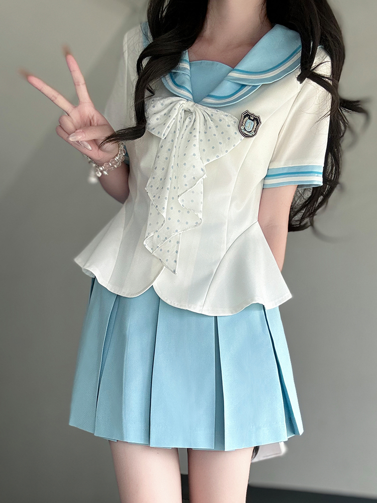 Women's College Style Lace Sailor Suit Set - Double-Layer Collar, Waist-Cinching, JK Uniform Inspired by 90s & Y2K Fashion