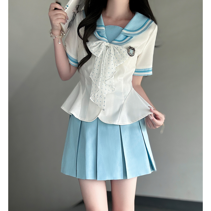 Women's College Style Lace Sailor Suit Set - Double-Layer Collar, Waist-Cinching, JK Uniform Inspired by 90s & Y2K Fashion
