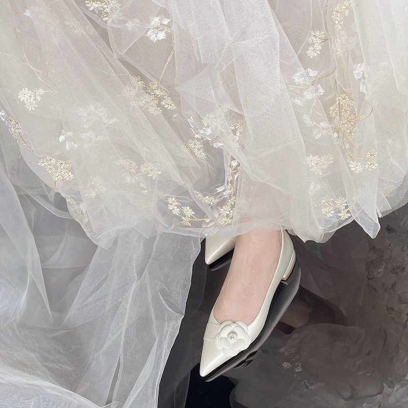 Women's Flat Wedding Shoes - French Style White Bride Shoes, Comfortable Daily Wear, Plus Size Bridesmaid Shoes, 2025 Forest Style Women's Flat Wedding Shoes - French Style White Bride Shoes, Comfortable Daily Wear, Plus Size Bridesmaid Shoes, 2025 Forest Style