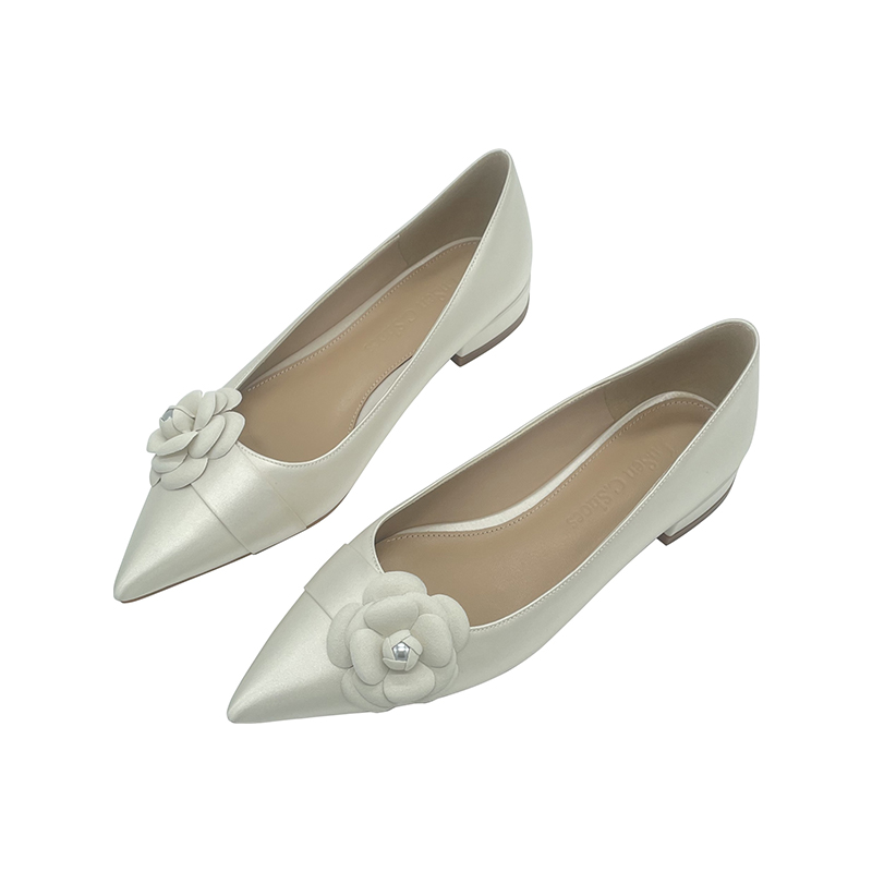 Women's Flat Wedding Shoes - French Style White Bride Shoes, Comfortable Daily Wear, Plus Size Bridesmaid Shoes, 2025 Forest Style Women's Flat Wedding Shoes - French Style White Bride Shoes, Comfortable Daily Wear, Plus Size Bridesmaid Shoes, 2025 Forest Style