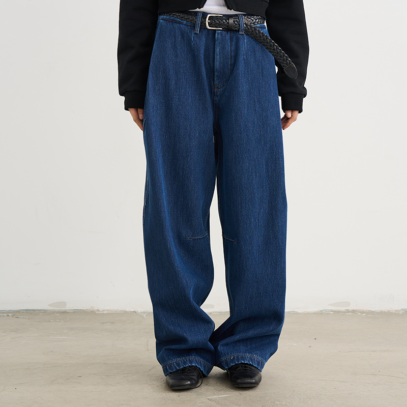 Women's Fleece Lined Straight Leg Jeans - Casual Loose Fit for Autumn Winter 2025 - Trendy Personality Style Pants