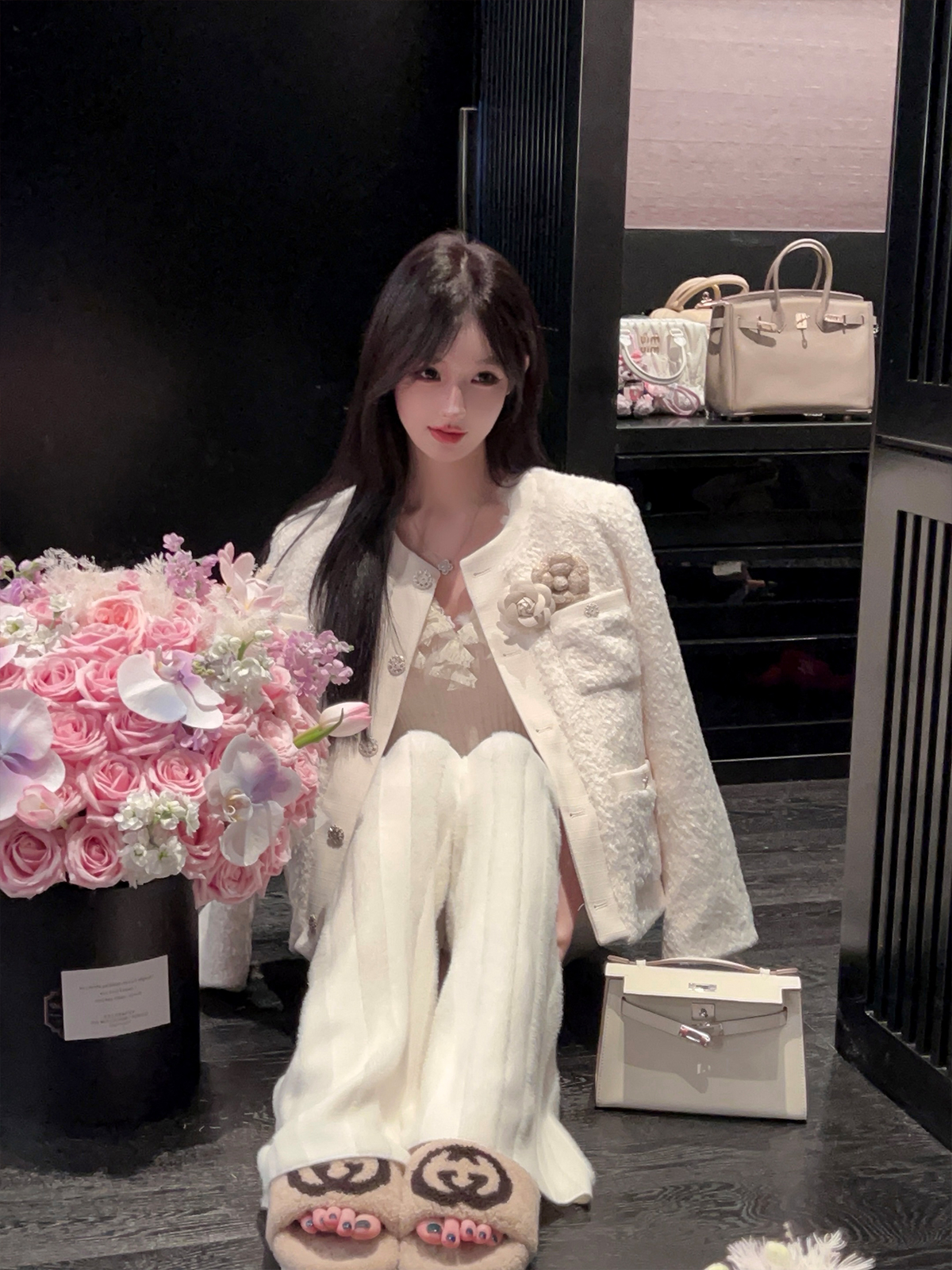 Women's Floral Wool Blend Short Coat with Down Inner Lining - Elegant Winter Overcoat Women's Floral Wool Blend Short Coat with Down Inner Lining - Elegant Winter Overcoat