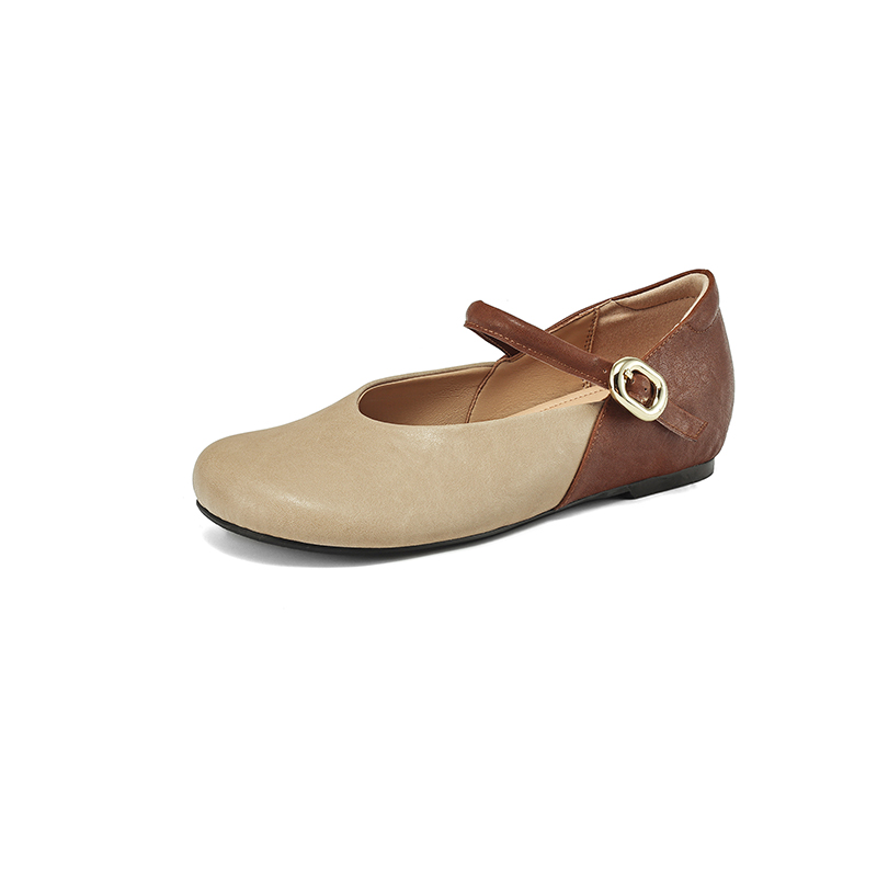 Women's French Retro Color-Blocked Mary Jane Flats with One-Strap Design, Soft Sole, and Inner Height Increase, Versatile Style Women's French Retro Color-Blocked Mary Jane Flats with One-Strap Design, Soft Sole, and Inner Height Increase, Versatile Style