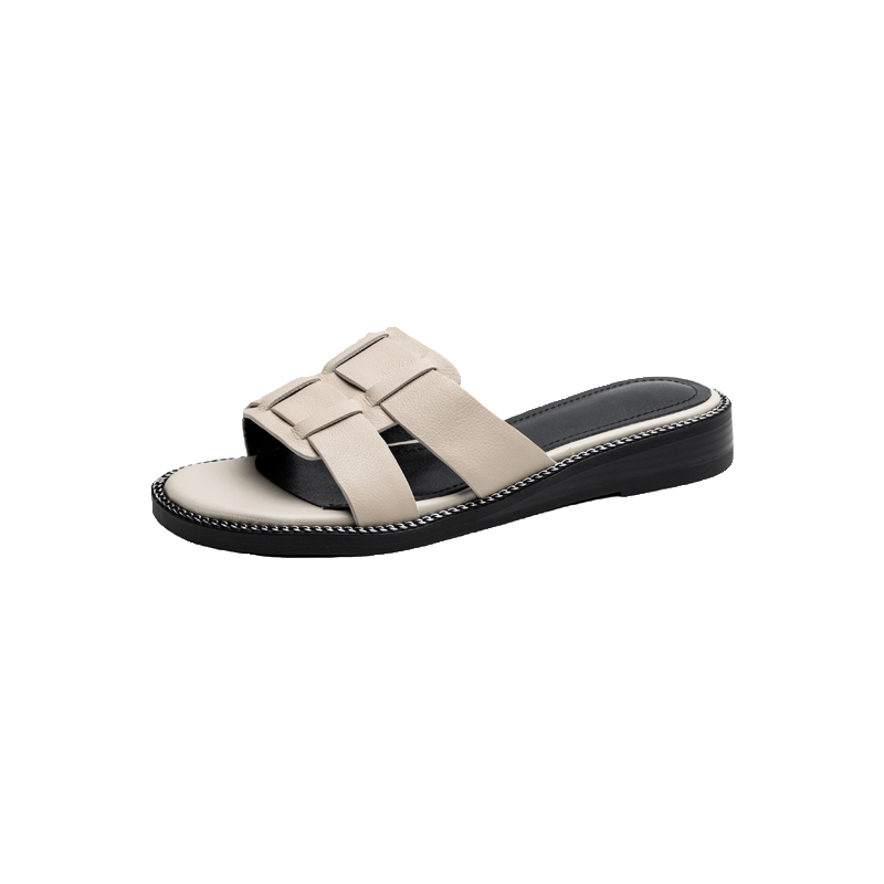 Women's Genuine Leather Woven Roman Sandals - Flat One-Strap Casual Vacation Slides for Summer 2025 Women's Genuine Leather Woven Roman Sandals - Flat One-Strap Casual Vacation Slides for Summer 2025
