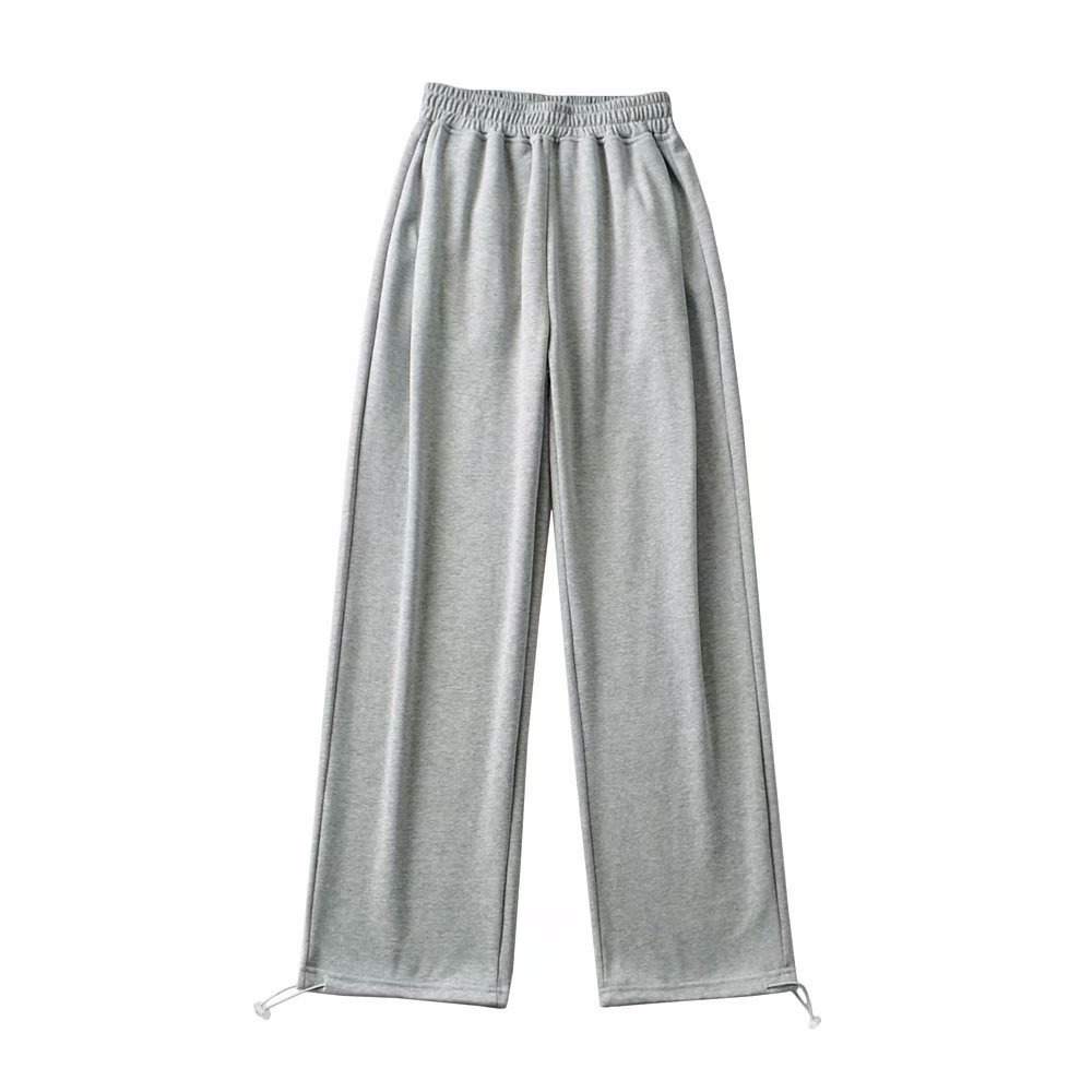 Women's Gray Loose Straight-Leg Sweatpants - Summer Dance Style, Thin Fabric, Solid Color, Casual Sports Pants