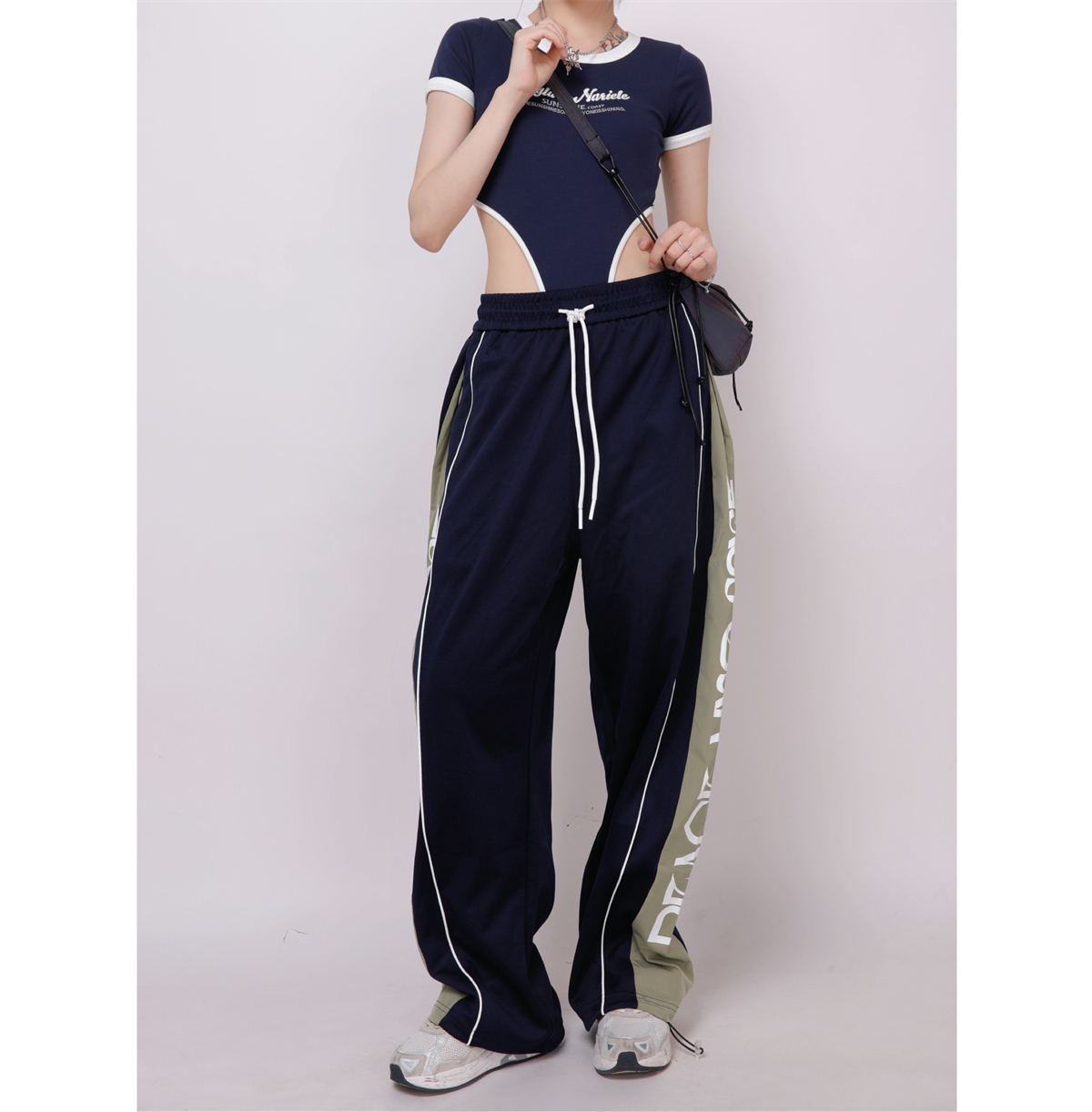 Women's Hip-Hop Street Dance Patchwork Sports Pants, Loose Cuffed Casual Long Pants for Summer 2025, Trendy Urban Style Women's Hip-Hop Street Dance Patchwork Sports Pants, Loose Cuffed Casual Long Pants for Summer 2025, Trendy Urban Style