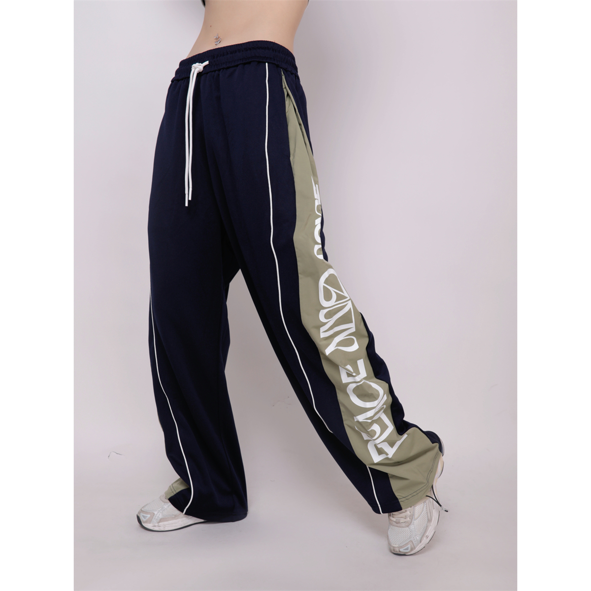 Women's Hip-Hop Street Dance Patchwork Sports Pants, Loose Cuffed Casual Long Pants for Summer 2025, Trendy Urban Style