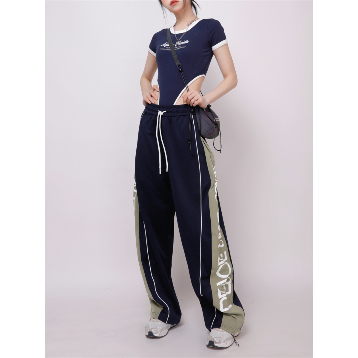 Women's Hip-Hop Street Dance Patchwork Sports Pants, Loose Cuffed Casual Long Pants for Summer 2025, Trendy Urban Style Women's Hip-Hop Street Dance Patchwork Sports Pants, Loose Cuffed Casual Long Pants for Summer 2025, Trendy Urban Style
