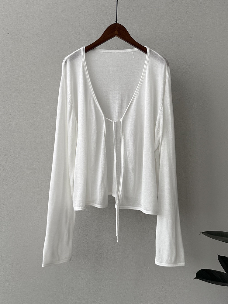 Women's Ice Silk Long Sleeve Sun Protection Cardigan - Lightweight Loose Knit Shawl Top for Summer 2025 Women's Ice Silk Long Sleeve Sun Protection Cardigan - Lightweight Loose Knit Shawl Top for Summer 2025