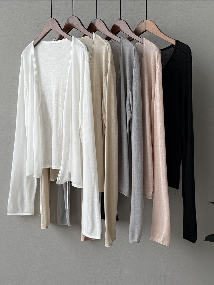 Women's Ice Silk Long Sleeve Sun Protection Cardigan - Lightweight Loose Knit Shawl Top for Summer 2025 Women's Ice Silk Long Sleeve Sun Protection Cardigan - Lightweight Loose Knit Shawl Top for Summer 2025