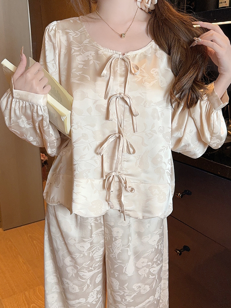 Women's Ice Silk Satin Pajamas Set - Sexy Spring/Summer National Style Chinese Homewear Women's Ice Silk Satin Pajamas Set - Sexy Spring/Summer National Style Chinese Homewear