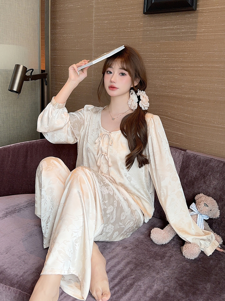 Women's Ice Silk Satin Pajamas Set - Sexy Spring/Summer National Style Chinese Homewear Women's Ice Silk Satin Pajamas Set - Sexy Spring/Summer National Style Chinese Homewear