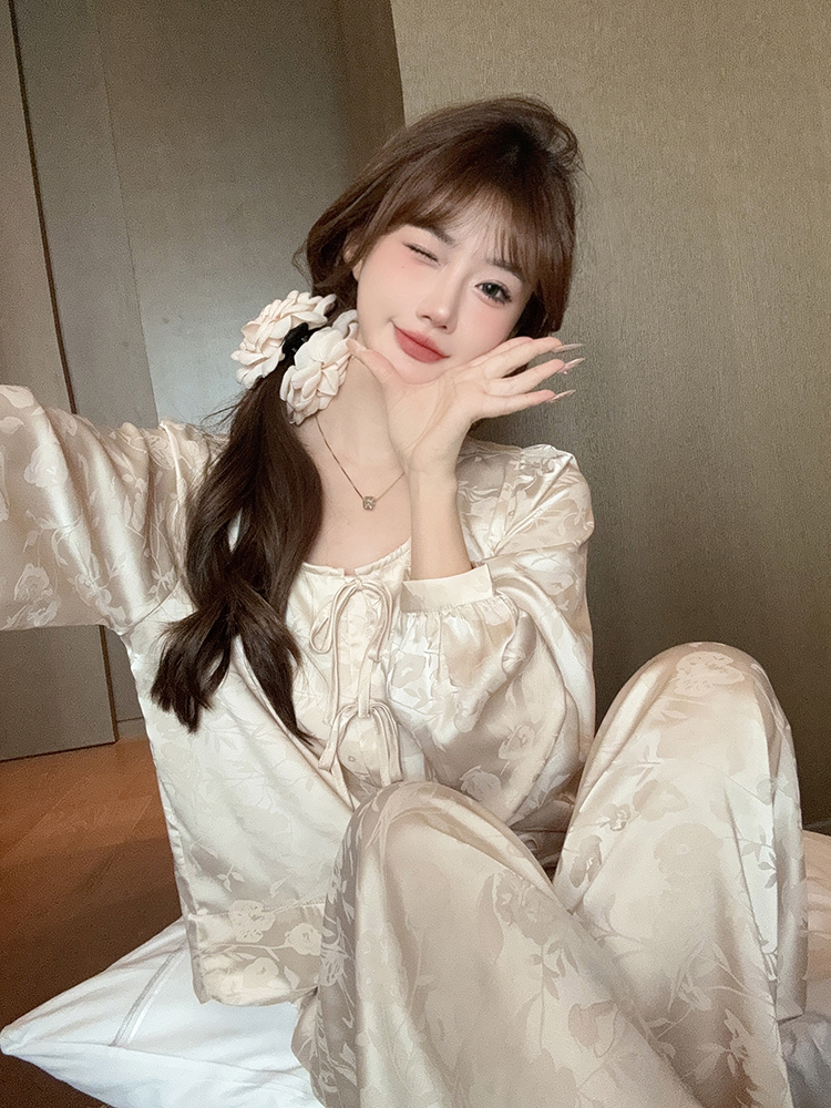 Women's Ice Silk Satin Pajamas Set - Sexy Spring/Summer National Style Chinese Homewear