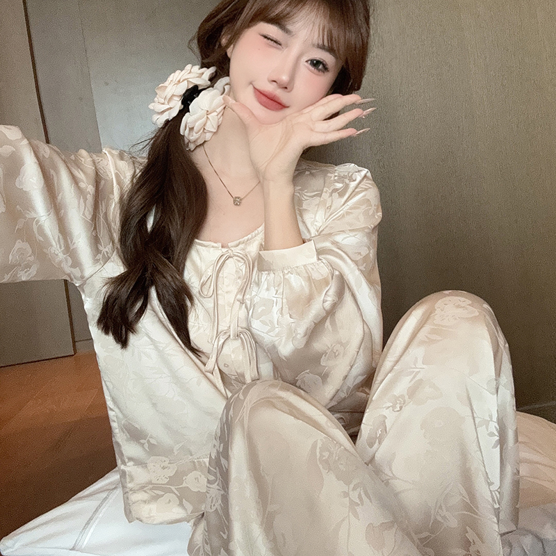 Women's Ice Silk Satin Pajamas Set - Sexy Spring/Summer National Style Chinese Homewear