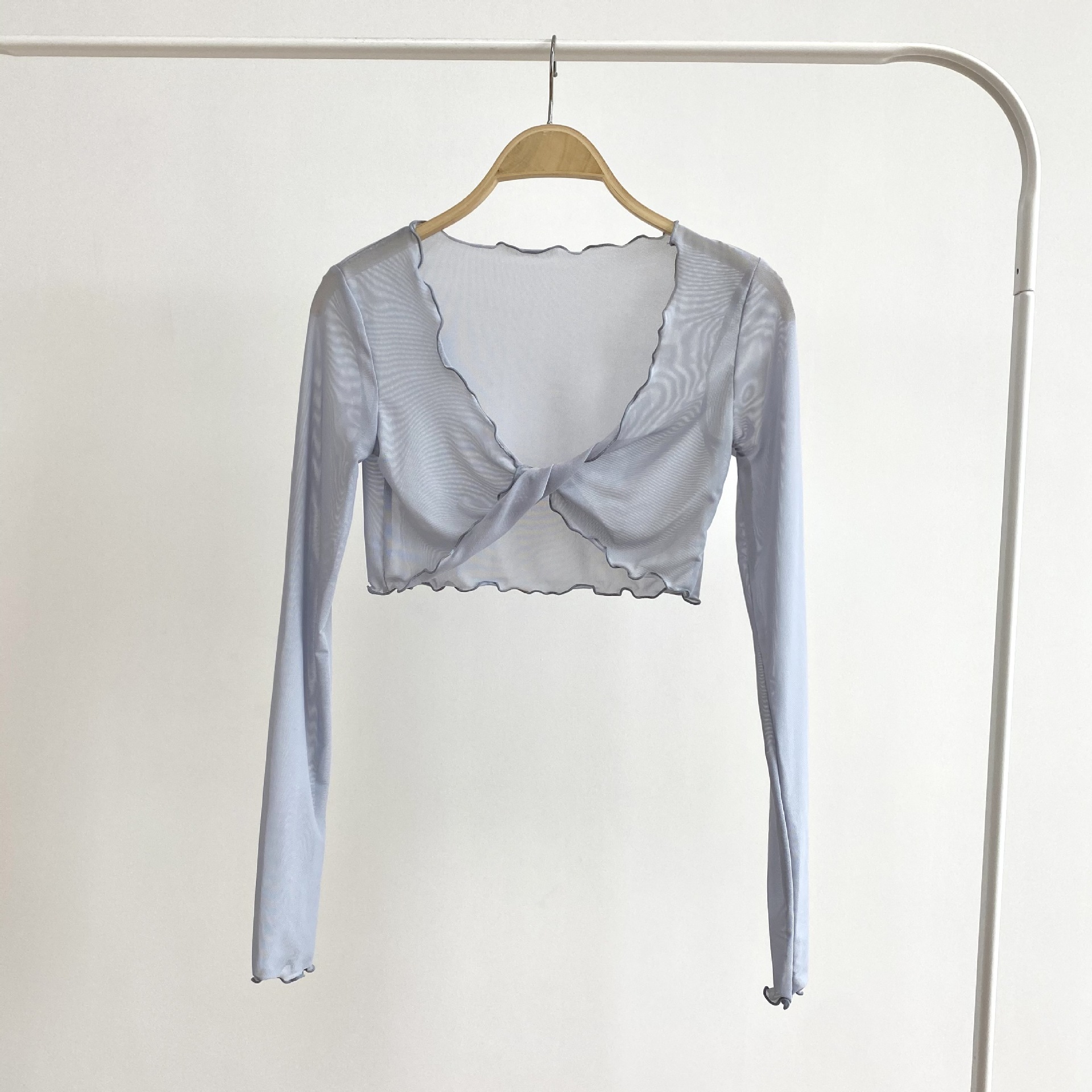 Women's Jazz Dance Cropped Top - Sexy Summer Solid Color with Ruffled Edge & Cross Mesh Cover-Up, Ideal for Y2K and Festival Fashion Women's Jazz Dance Cropped Top - Sexy Summer Solid Color with Ruffled Edge & Cross Mesh Cover-Up, Ideal for Y2K and Festival Fashion