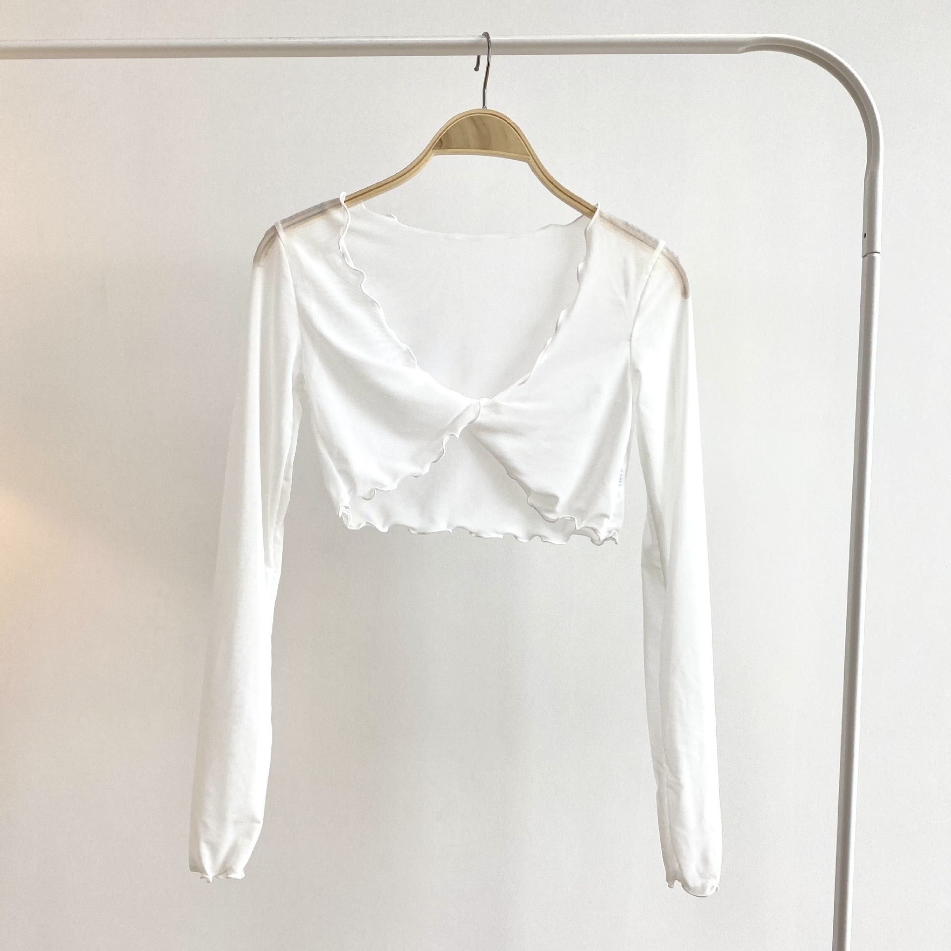 Women's Jazz Dance Cropped Top - Sexy Summer Solid Color with Ruffled Edge & Cross Mesh Cover-Up, Ideal for Y2K and Festival Fashion Women's Jazz Dance Cropped Top - Sexy Summer Solid Color with Ruffled Edge & Cross Mesh Cover-Up, Ideal for Y2K and Festival Fashion