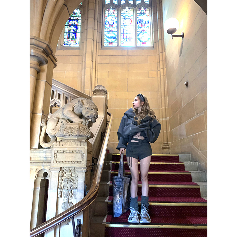 Women's Lazy Loose Hoodie Set with Sweet Tea Design and Hip-Hugging Shorts - Cozy Two-Piece Winter Outfit, Y2K Style Women's Lazy Loose Hoodie Set with Sweet Tea Design and Hip-Hugging Shorts - Cozy Two-Piece Winter Outfit, Y2K Style