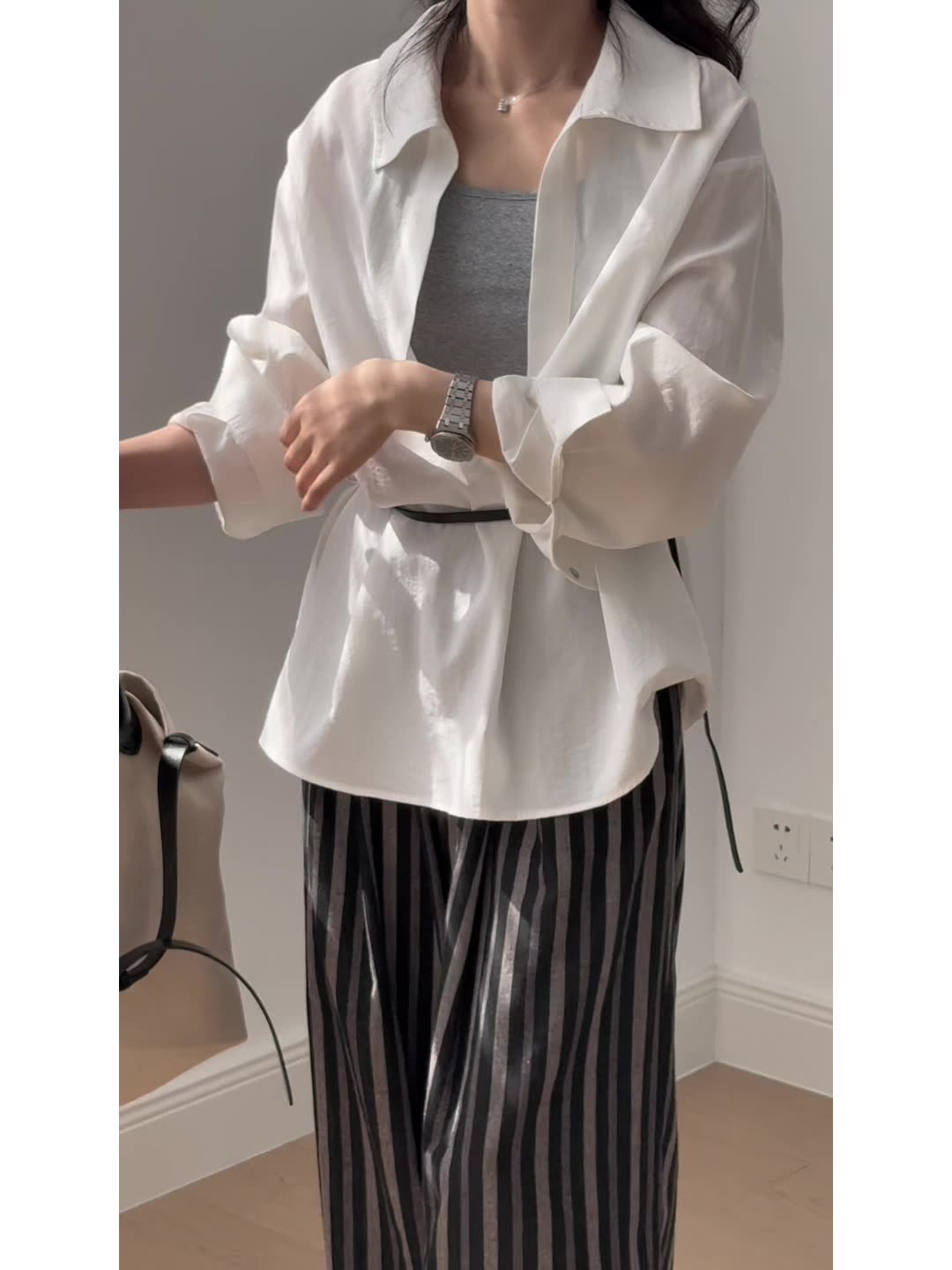 Women's Long Sleeve Two-Piece Set - Summer 2025 Layered Camisole with Belt, Chic and Elegant Style for Effortless Fashion