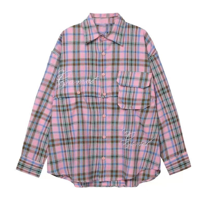 Women's Loose-Fit Plaid Shirt - Eccentric Retro Style, Casual Long Sleeve, Versatile Autumn Wardrobe Essential