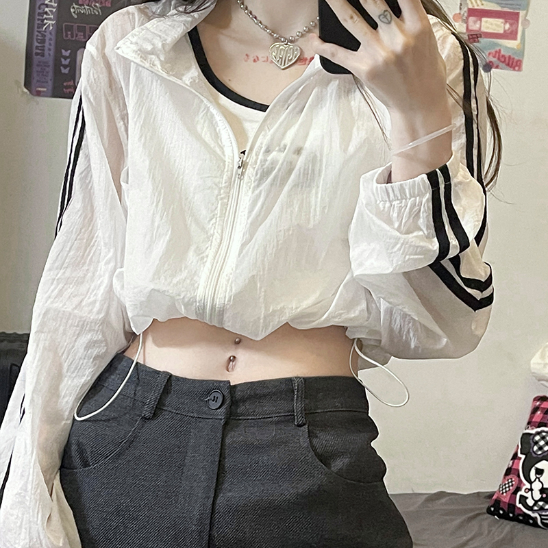 Women's Pink and White Pudding Bear JK Sun Protection Jacket - Lightweight, Breathable, New Style for Summer Fashion