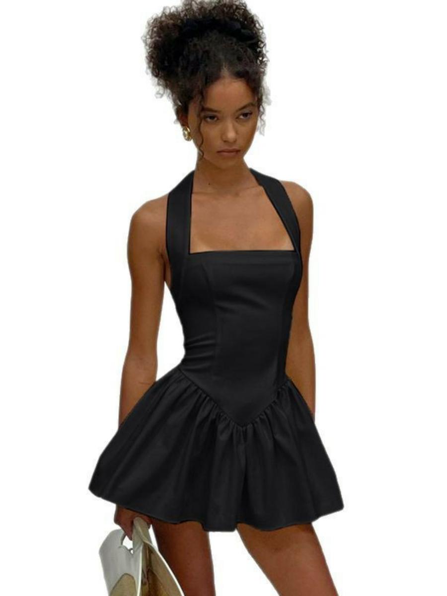 Women's Pleated Mini Camisole Dress with Splicing - Sexy High-Waisted A-Line Skirt, 2025 European American Style Women's Pleated Mini Camisole Dress with Splicing - Sexy High-Waisted A-Line Skirt, 2025 European American Style