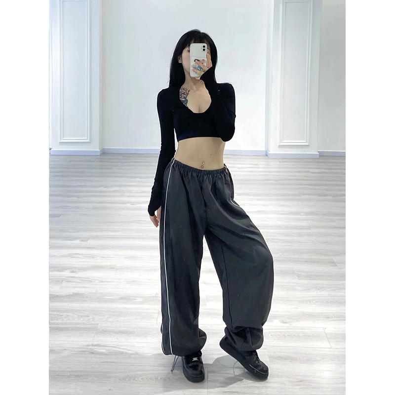 Women's Quick-Dry Double-Bar Sports Pants - Thin Wide-Leg Hip-Hop Street Dance Jazz Casual Trousers Women's Quick-Dry Double-Bar Sports Pants - Thin Wide-Leg Hip-Hop Street Dance Jazz Casual Trousers