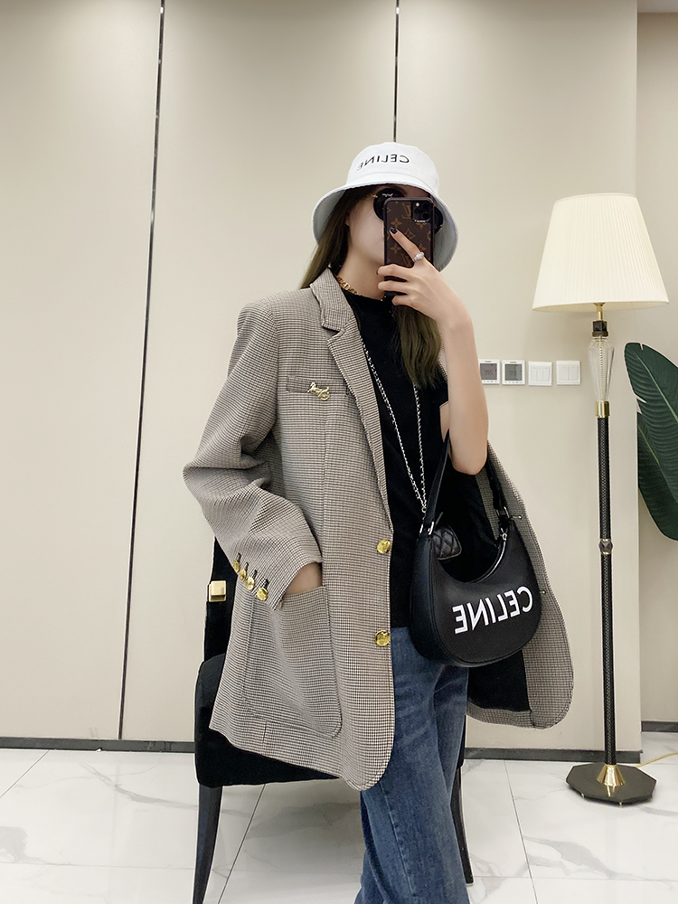 Women's Retro Plaid Suit Jacket - European Style, Lapel Design, Autumn Fashion, Classic British Temperament Women's Retro Plaid Suit Jacket - European Style, Lapel Design, Autumn Fashion, Classic British Temperament