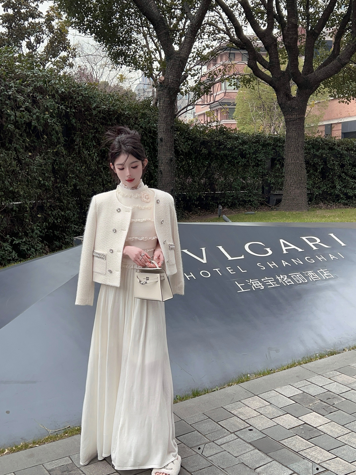 Women's Short Thick Wool Coat with Down Inner Lining - White Knitted Winter Jacket, Cozy Fragrant Design Women's Short Thick Wool Coat with Down Inner Lining - White Knitted Winter Jacket, Cozy Fragrant Design